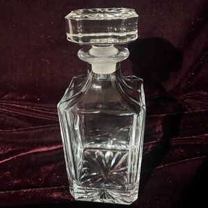 Art Deco / MCM Squared Crystal Whiskey Scotch Decanter w/ Stopper Barware